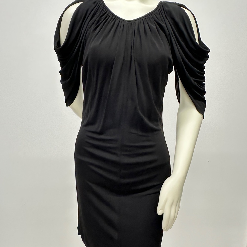JAYGODFREY Black Cold Shoulder Mini Dress